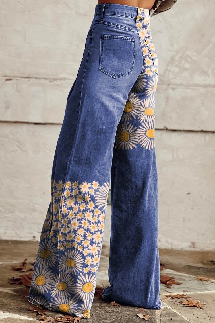 Women's Daisy Dream Print Casual Wide Leg Pants