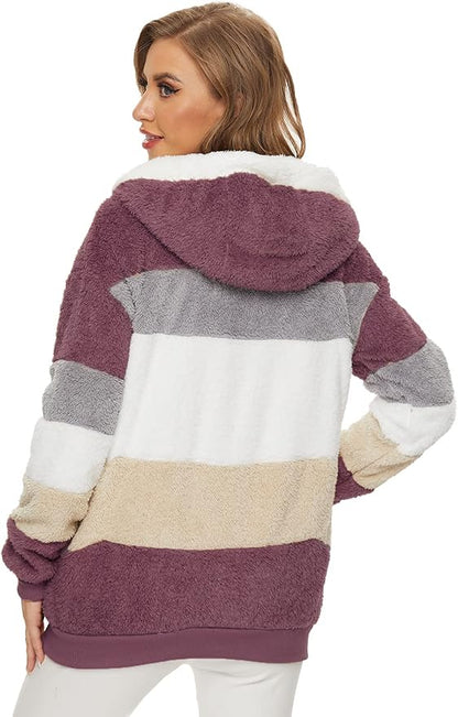 Teresa™ -  Striped Hooded Teddy Jacket