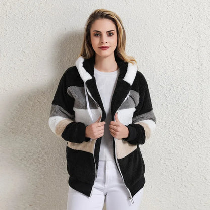 Teresa™ -  Striped Hooded Teddy Jacket