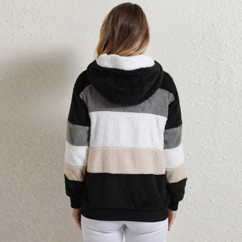 Teresa™ -  Striped Hooded Teddy Jacket