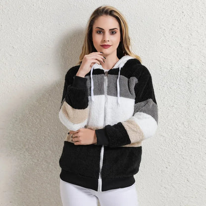 Teresa™ -  Striped Hooded Teddy Jacket