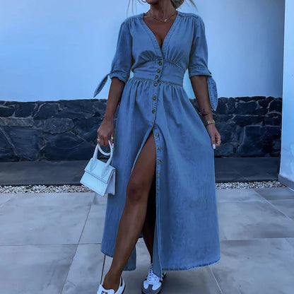 Oliva™ - Elegant Denim Dress