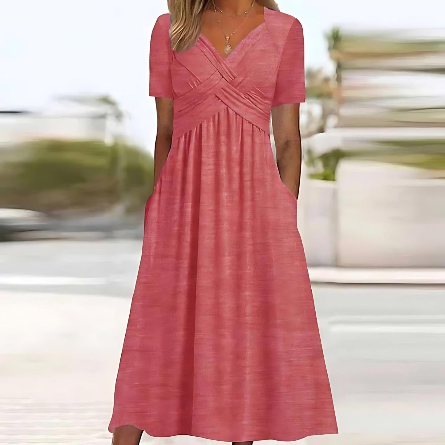 Alora™ - Elegant Midi Dress with Tummy Coverage