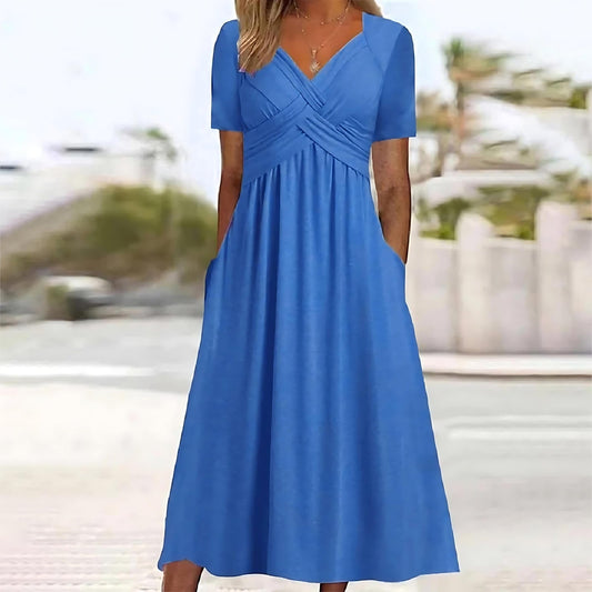 Jamaila™ Elegant Midi Dress with Tummy Coverage