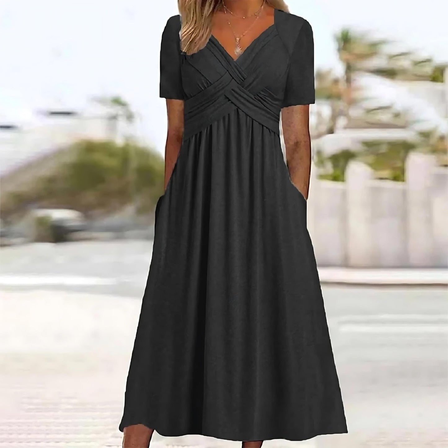 Alora™ - Elegant Midi Dress with Tummy Coverage